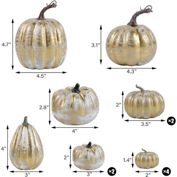 12 Pcs | Thanksgiving Pumpkin Decorations | Artificial Foam Golden Pumpkins - Picture 8 of 8
